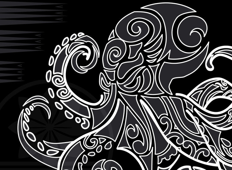 Fe'e design with tribal design background