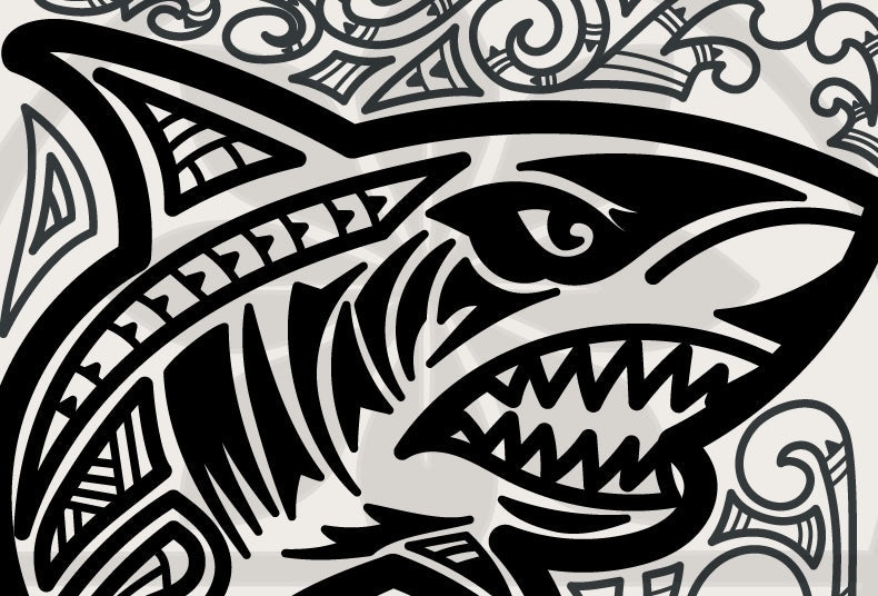 Niho Mako Design with tribal art background