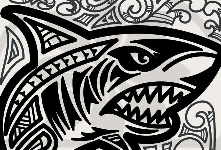 Niho Mako Design with tribal art background